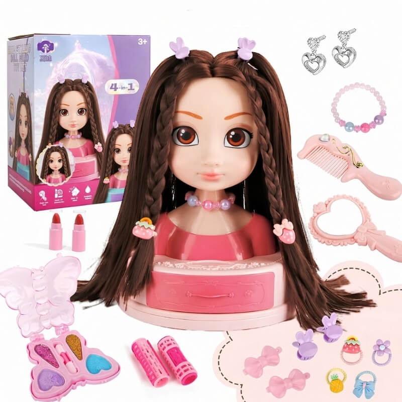 Dolly Blink - Muñeca a tamaño real para maquillar y peinar con tocador, pelo realista y 21 accesorios