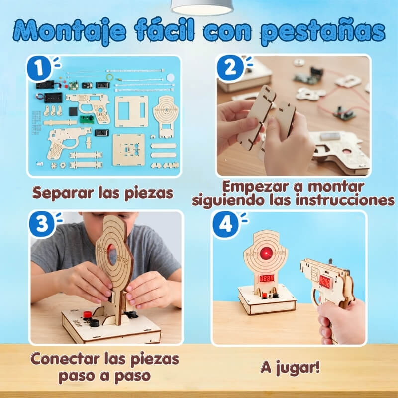 Puntería Láser - Juego Montessori de madera con contadores de puntuación