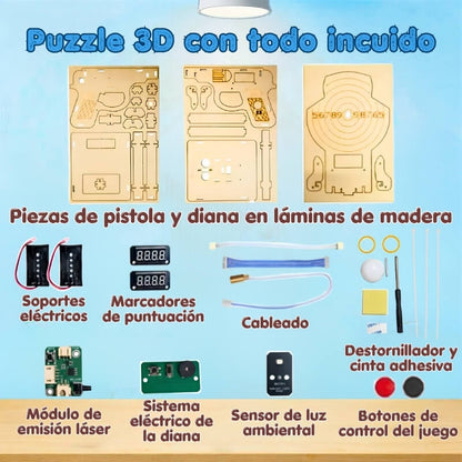 Puntería Láser - Juego Montessori de madera con contadores de puntuación