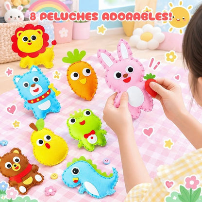 Costura Segura - Kit para coser con 5 bolsos, 8 peluches y accesorios
