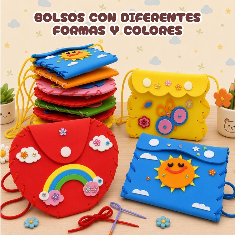 Costura Segura - Kit para coser con 5 bolsos, 8 peluches y accesorios