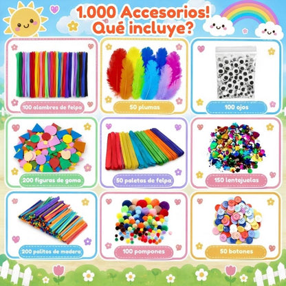 MegaKit de Manualidades  - Con 1.000 accesorios para combinar y crear sin límites