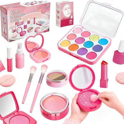 Kit de Maquillaje Invisible - Con 12 cosméticos y brochas para jugar a maquillarse sin manchas