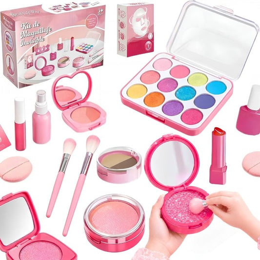 Kit de Maquillaje Invisible - Con 12 cosméticos y brochas para jugar a maquillarse sin manchas