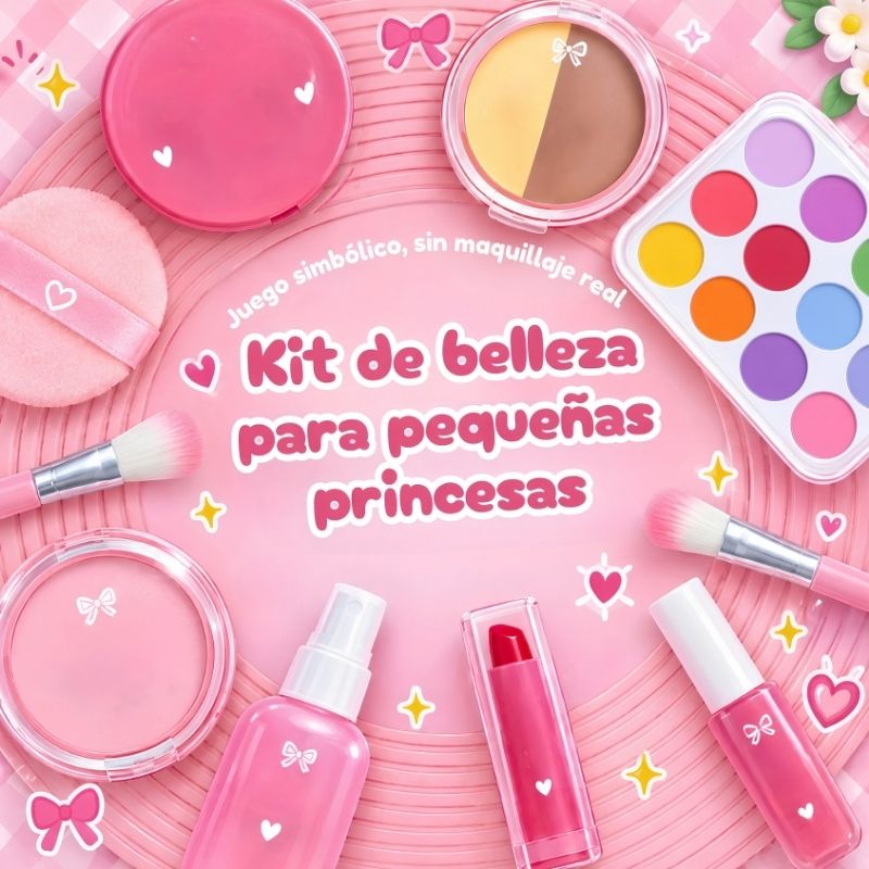 Kit de Maquillaje Invisible - Con 12 cosméticos y brochas para jugar a maquillarse sin manchas