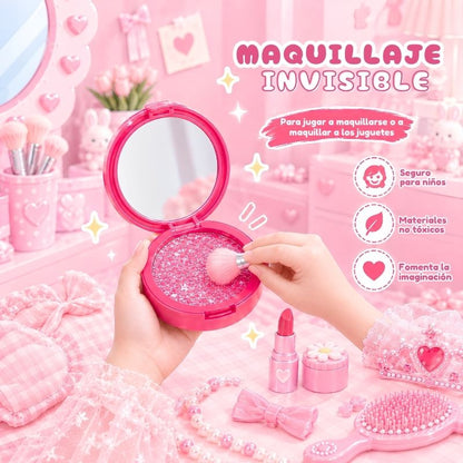 Kit de Maquillaje Invisible - Con 12 cosméticos y brochas para jugar a maquillarse sin manchas