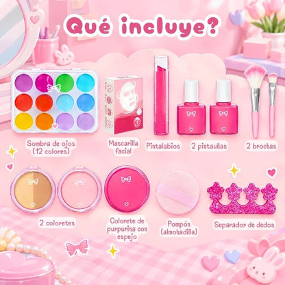 Kit de Maquillaje Invisible - Con 12 cosméticos y brochas para jugar a maquillarse sin manchas