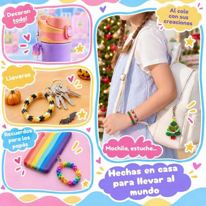 Kit de Gomitas todo incluido - Set de manualidades con 3.000 gomas y accesorios para hacer pulseras, llaveros y más