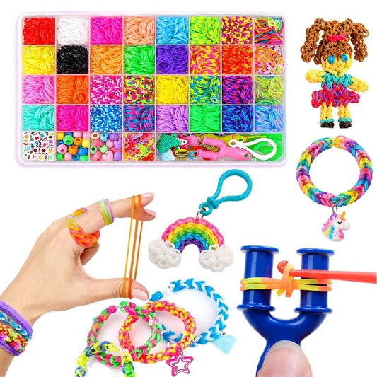 Kit de Gomitas todo incluido - Set de manualidades con 3.000 gomas y accesorios para hacer pulseras, llaveros y más