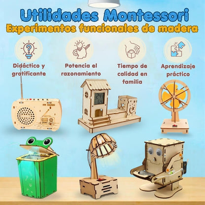 Utilidades Montessori - Experimentos funcionales de madera para fabricar en casa