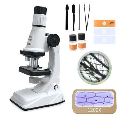 Microscopio de Iniciación - Con accesorios y aumento ajustable hasta x1200, despierta el interés científico