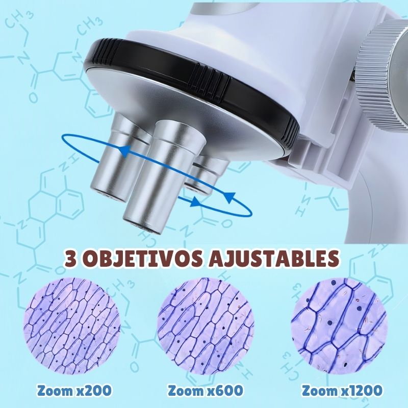 Microscopio de Iniciación - Con accesorios y aumento ajustable hasta x1200, despierta el interés científico