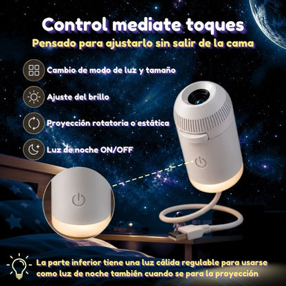 Proyector Espacial - Luz de noche USB con proyección HD a toda la habitación y 6 discos