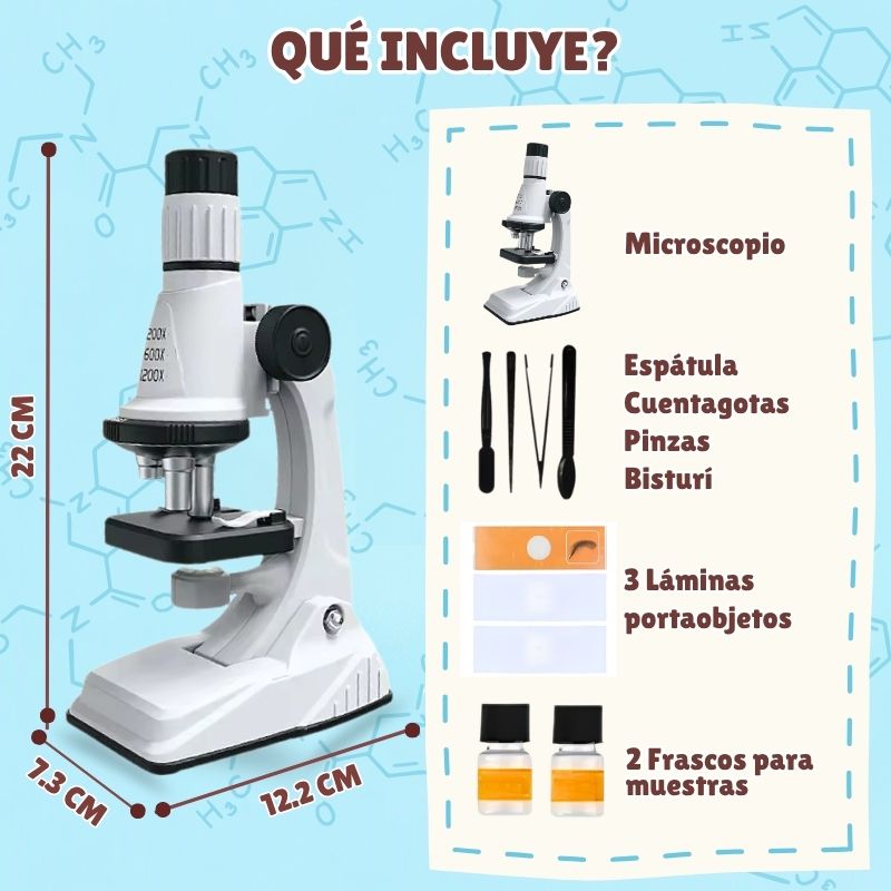 Microscopio de Iniciación - Con accesorios y aumento ajustable hasta x1200, despierta el interés científico