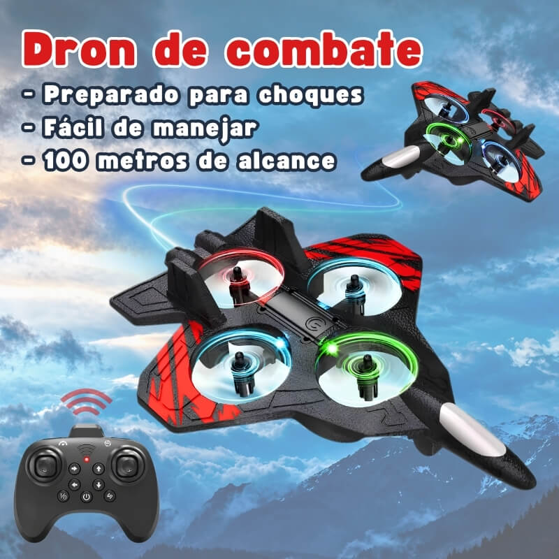 Dron de combate teledirigido - Avión acrobático preparado para choques con control remoto