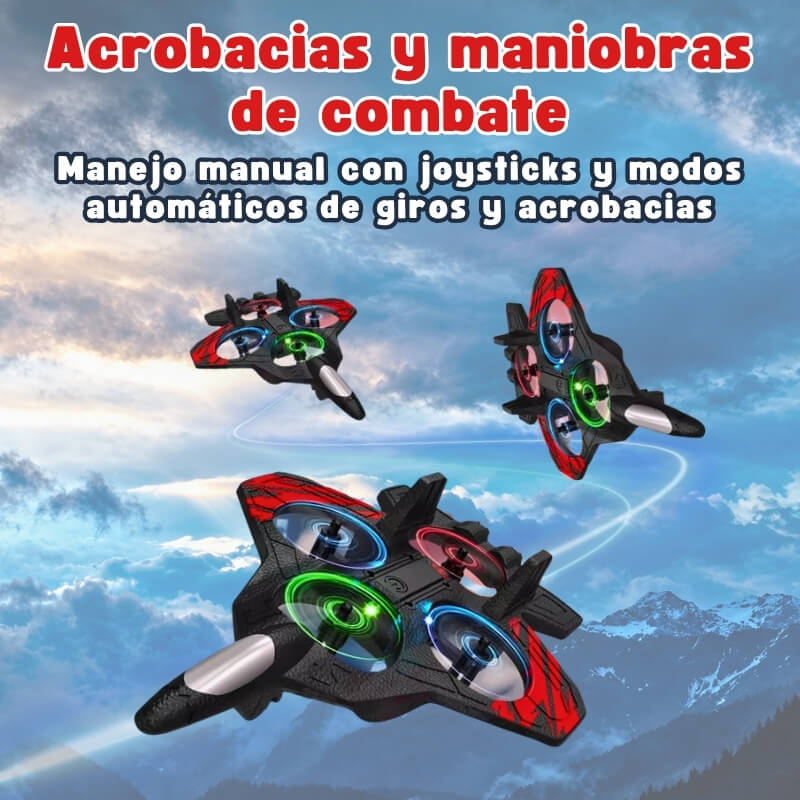 Dron de combate teledirigido - Avión acrobático preparado para choques con control remoto