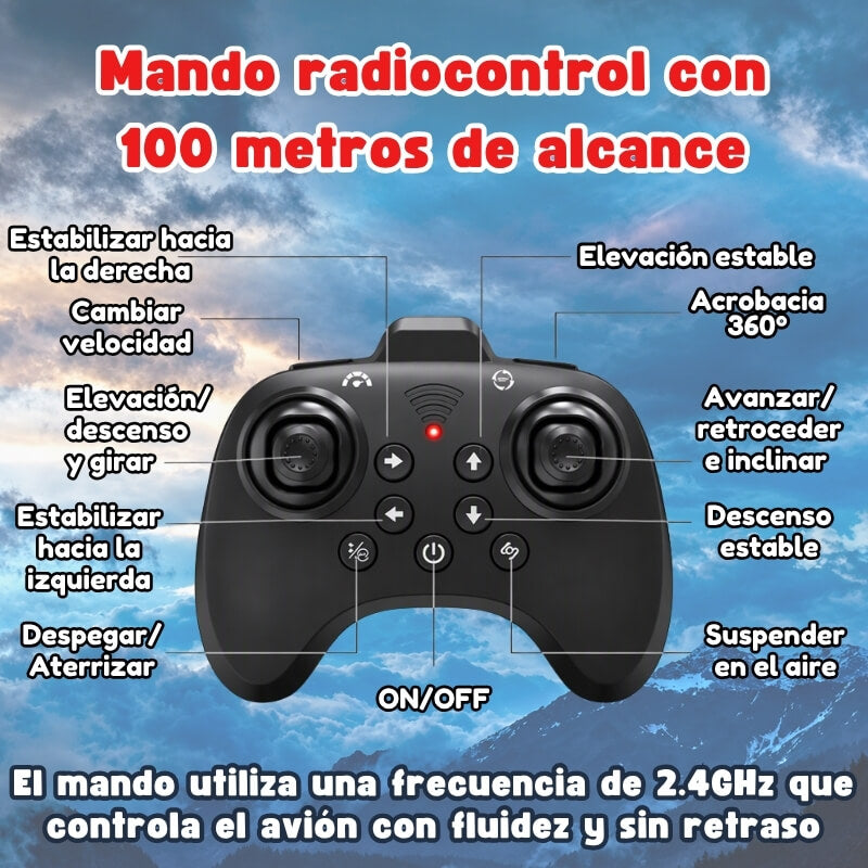 Dron de combate teledirigido - Avión acrobático preparado para choques con control remoto