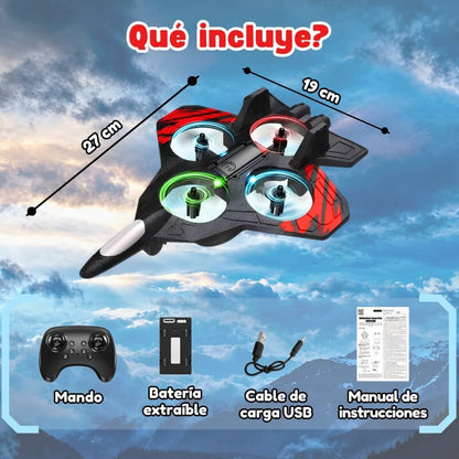 Dron de combate teledirigido - Avión acrobático preparado para choques con control remoto
