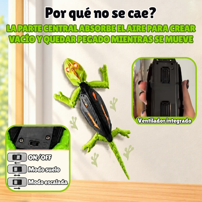 Lagarto Gigante Trepaparedes - Teledirigido, con luces LED y fluorescente