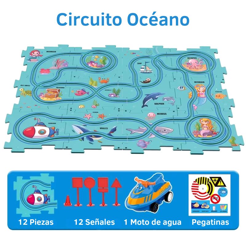 Circuito Puzzle - Circuito de Coches personalizable con piezas encajables