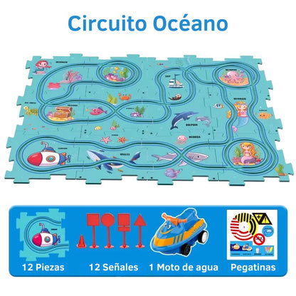 Circuito Puzzle - Circuito de Coches personalizable con piezas encajables