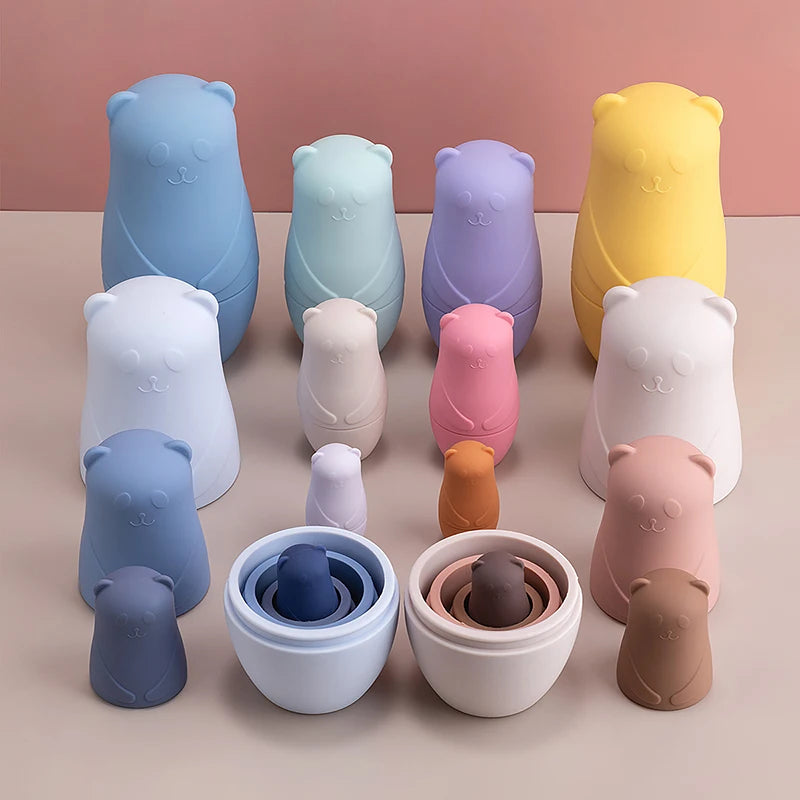 Matrioskas suaves de silicona - 4 piezas en colores elegantes