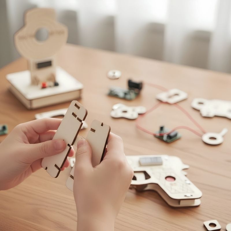 Puntería Láser - Juego Montessori de madera con contadores de puntuación