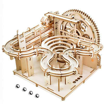 Laberinto de Canicas Montessori - Juego de madera para montar en casa con 4 canicas