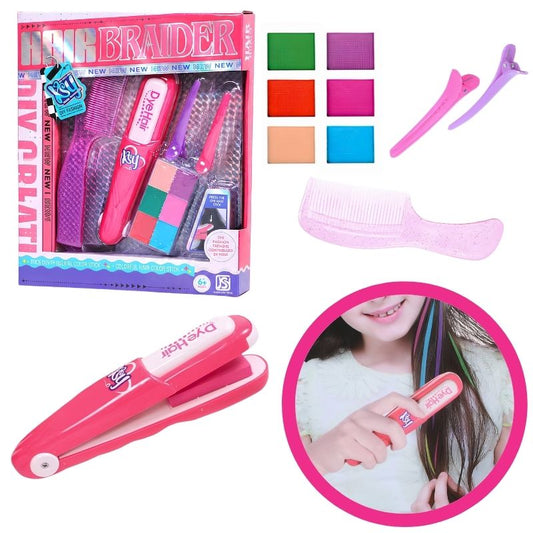 Plancha para mechas temporales con 6 colores, peine y horquillas (lavable con agua)