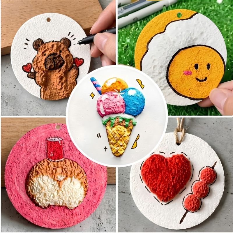 Cuadros Esponjosos 3D - Kit de manualidades con 40 esponjas, caballete, rotuladores de colores y lápices cuentagotas