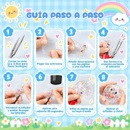KIT de Inflables Squishy - Set de manualidades con decoraciones y 6m de cinta