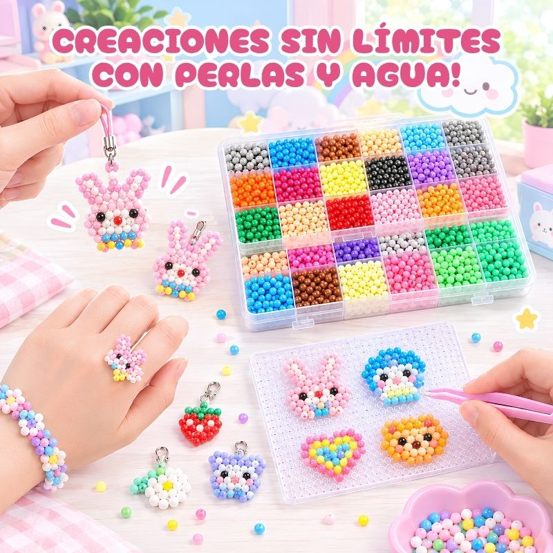 Perlas Mágicas - Kit de manualidades con 2200 perlas (15 colores) para crear sin límites