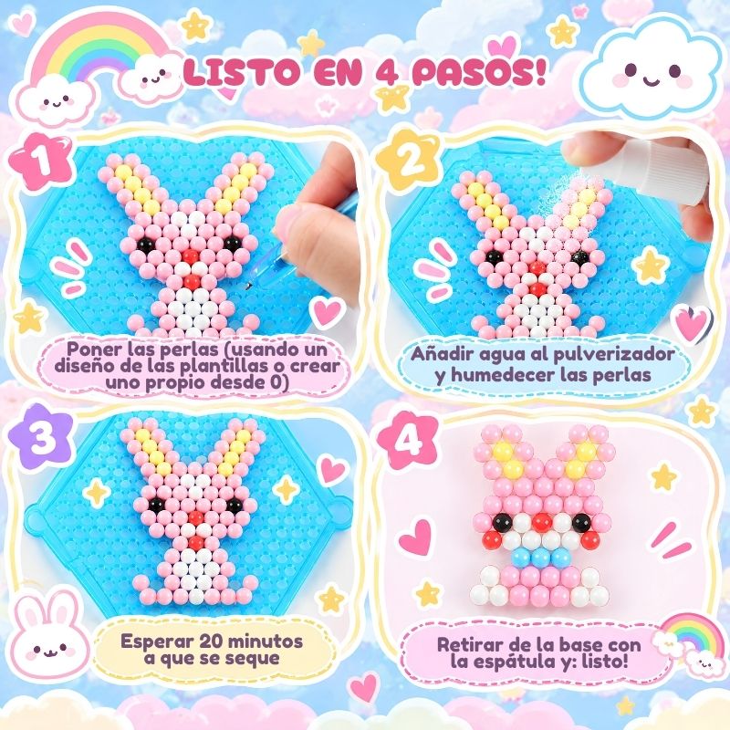 Perlas Mágicas - Kit de manualidades con 2200 perlas (15 colores) para crear sin límites