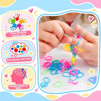 Kit de Gomitas todo incluido - Set de manualidades con 3.000 gomas y accesorios para hacer pulseras, llaveros y más