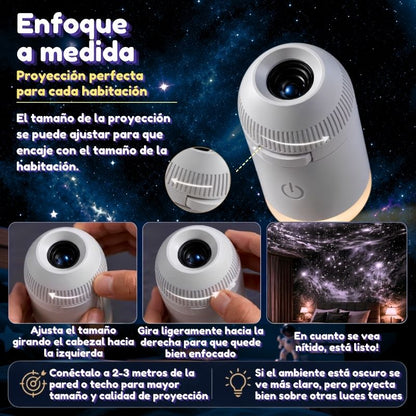 Proyector Espacial - Luz de noche USB con proyección HD a toda la habitación y 6 discos