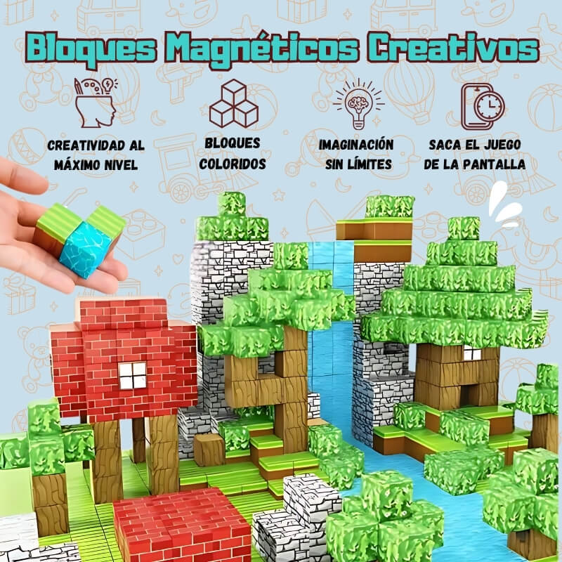 Bloques Magnéticos Creativos - Cubos con 8 imanes para crear sin límites