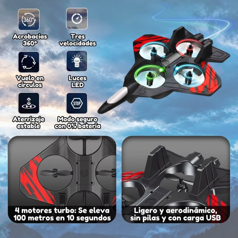 Dron de combate teledirigido - Avión acrobático preparado para choques con control remoto