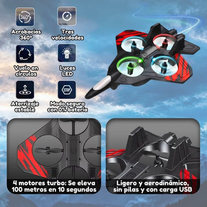 Dron de combate teledirigido - Avión acrobático preparado para choques con control remoto