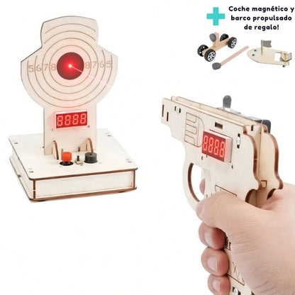 Puntería Láser - Juego Montessori de madera con contadores de puntuación