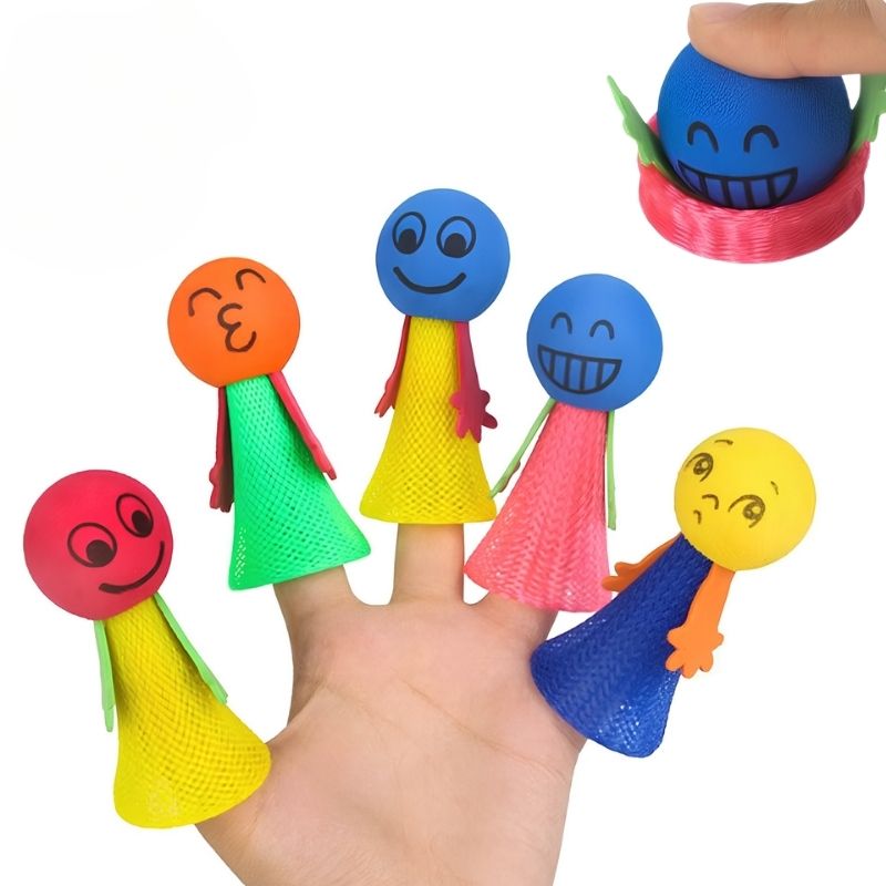 Muñecos Saltarines - 10 unidades, con cabeza de goma y caras expresivas, ¡saltos de 2 metros!