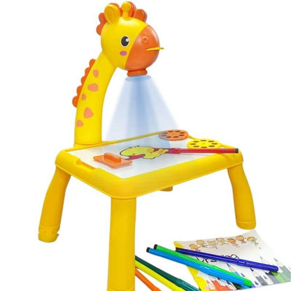 Proyector de calcado con pizarra, rotuladores, borrador y plantillas