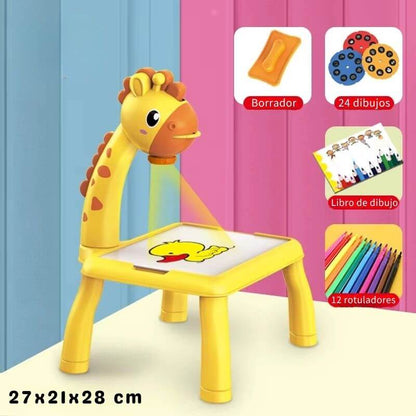 Proyector de calcado con pizarra, rotuladores, borrador y plantillas