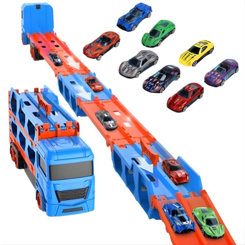 Camión Contenedor con rampa extensible de 160cm, 8 coches y lanzador