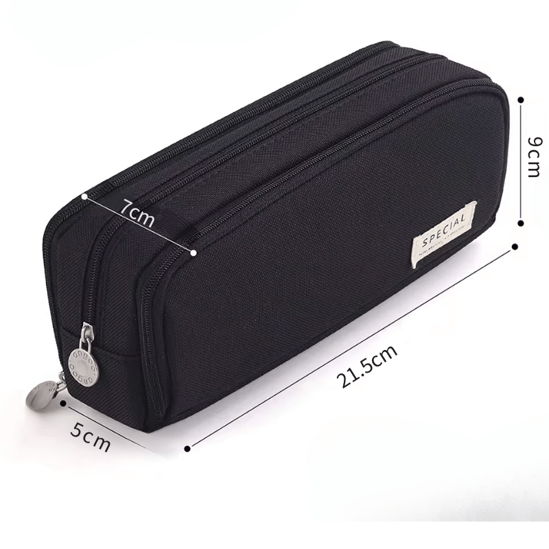 Fabric pencil case with compartments, in 5 colours 