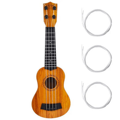 Guitarra de 4 cuerdas, de madera, 35 cm y cuerdas de recambio