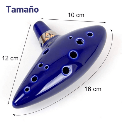 Ocarina - Instrumento de Cerámica con 12 agujeros - Kit completo con manual, bolsa de transporte y soporte