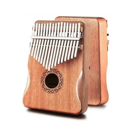 Kalimba - Piano de pulgar con 21 teclas, de madera de caoba | Kit completo con martillo afinador, dedales, guía con partituras y bolsa