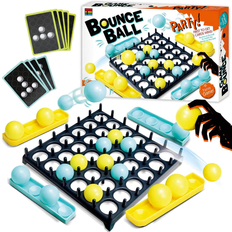 Bounce Ball - Family board game with 16 balls and 9 shaped cards